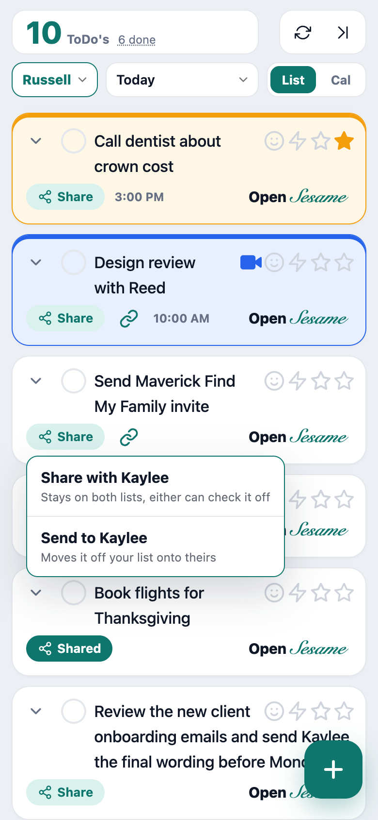 Share menu