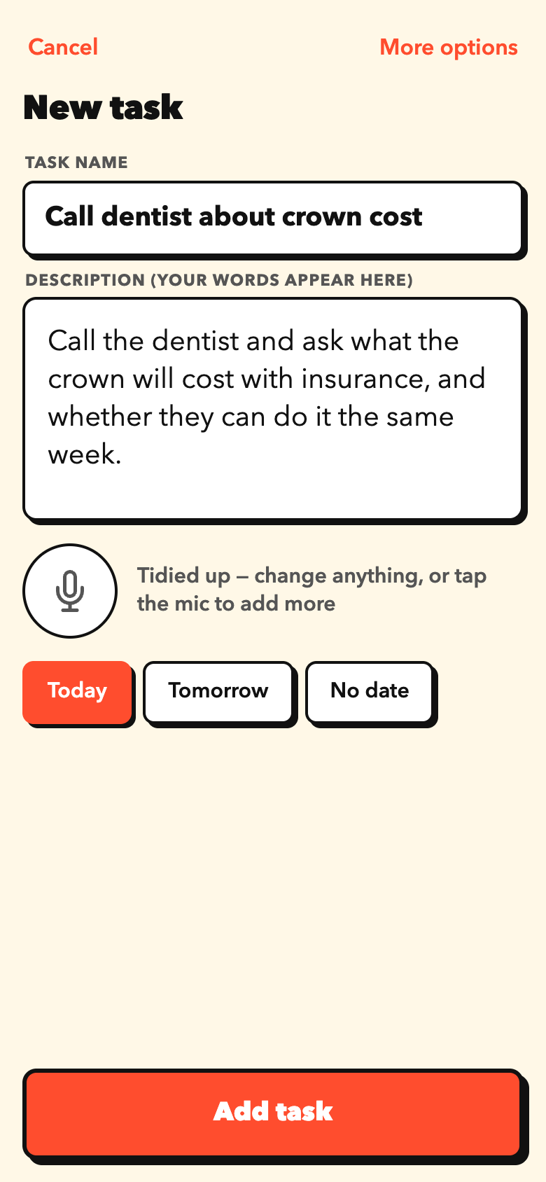 New task