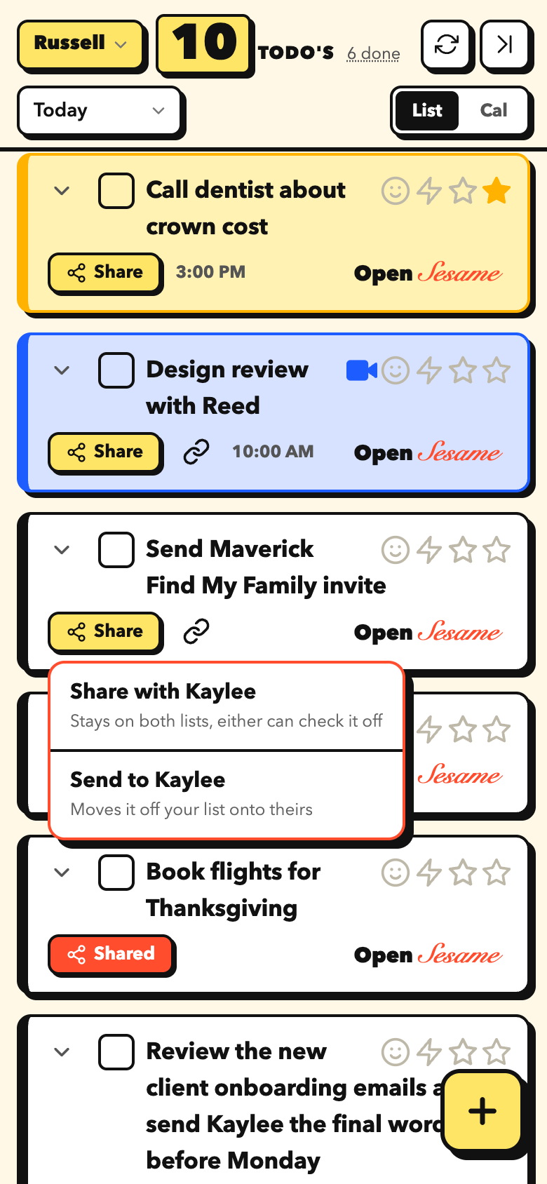 Share menu