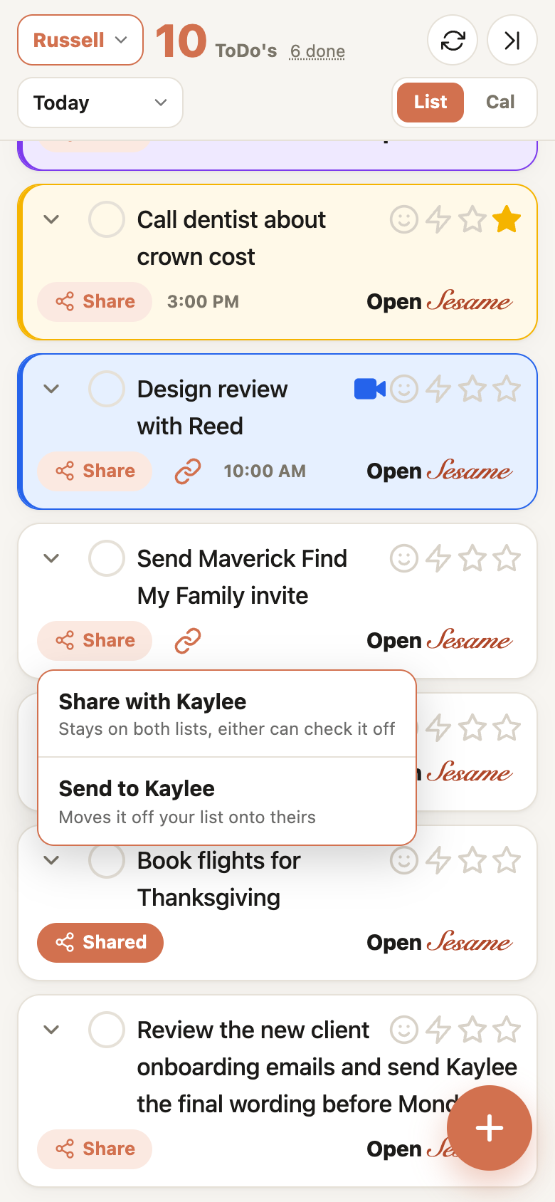 Share menu