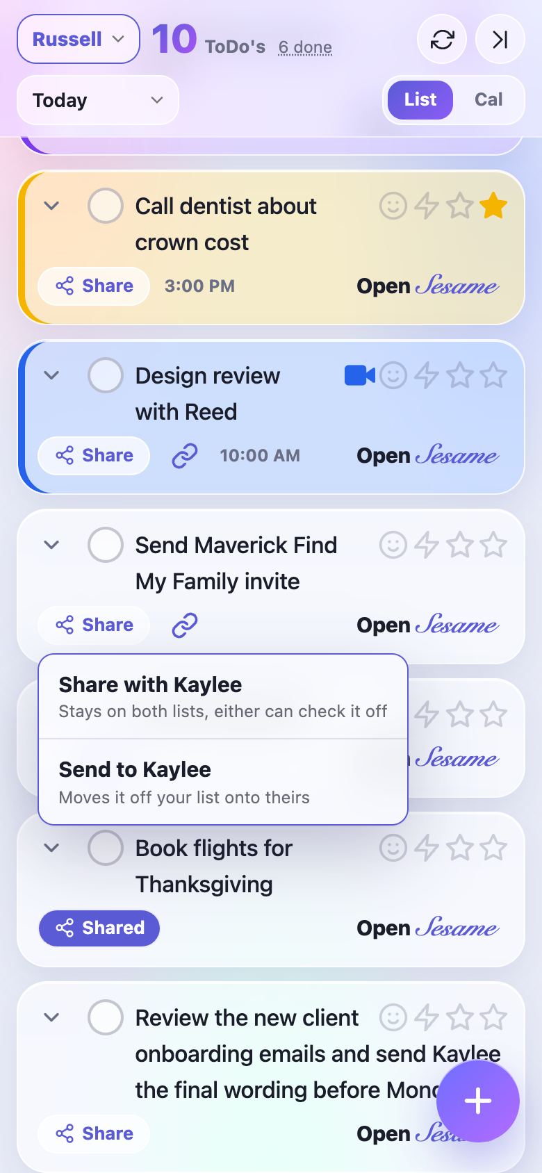 Share menu