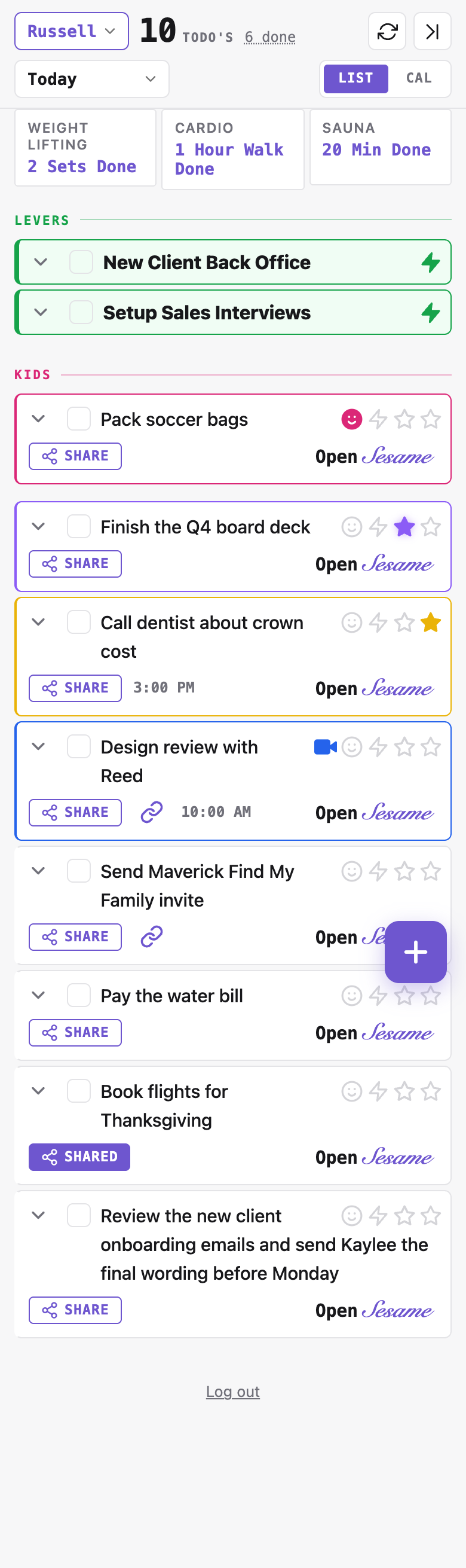 Whole phone page