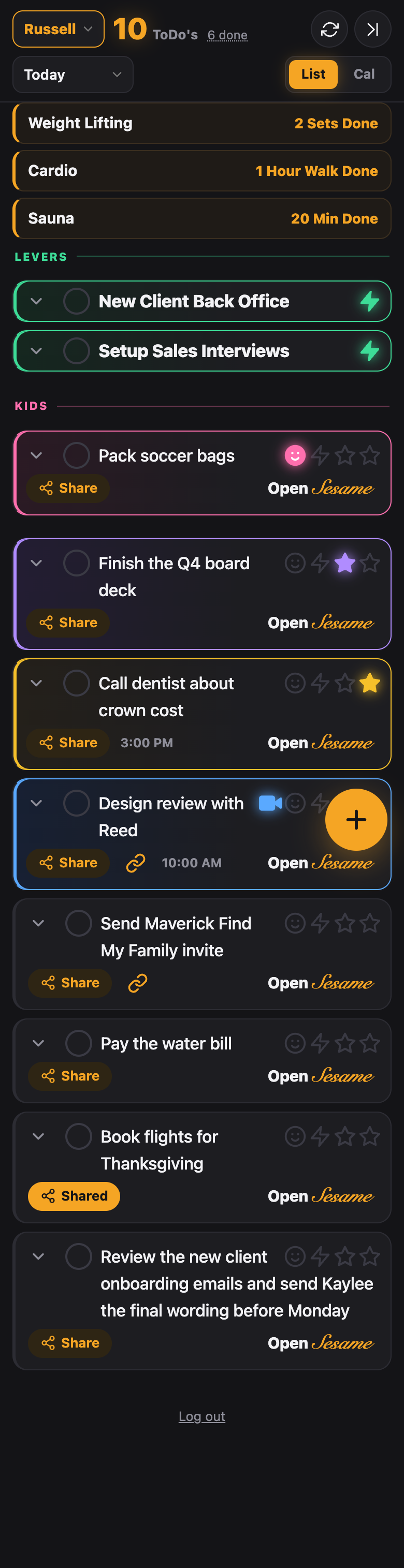 Whole phone page