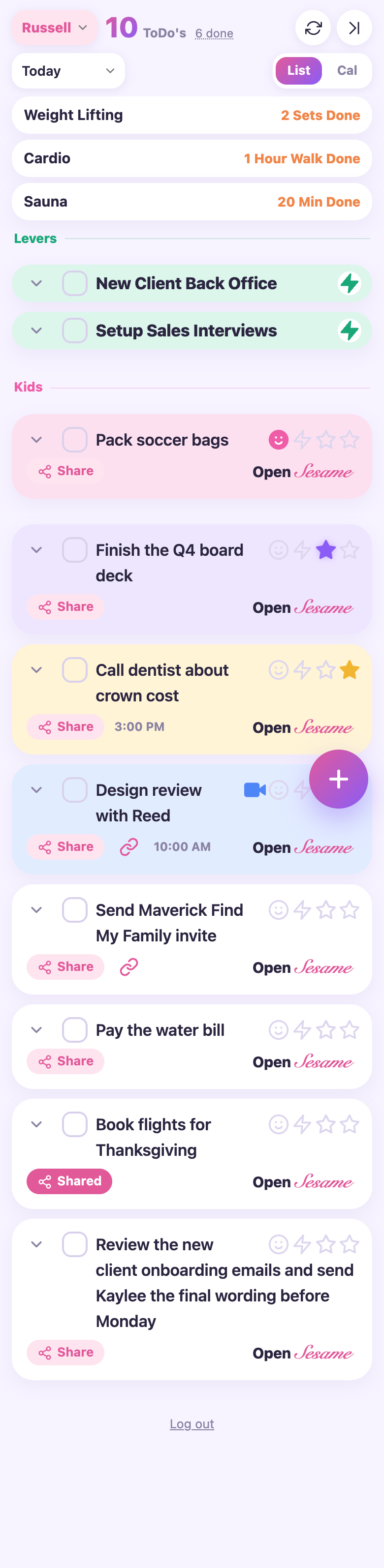 Whole phone page