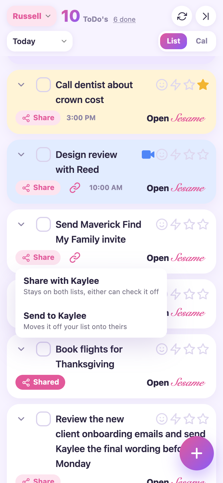Share menu