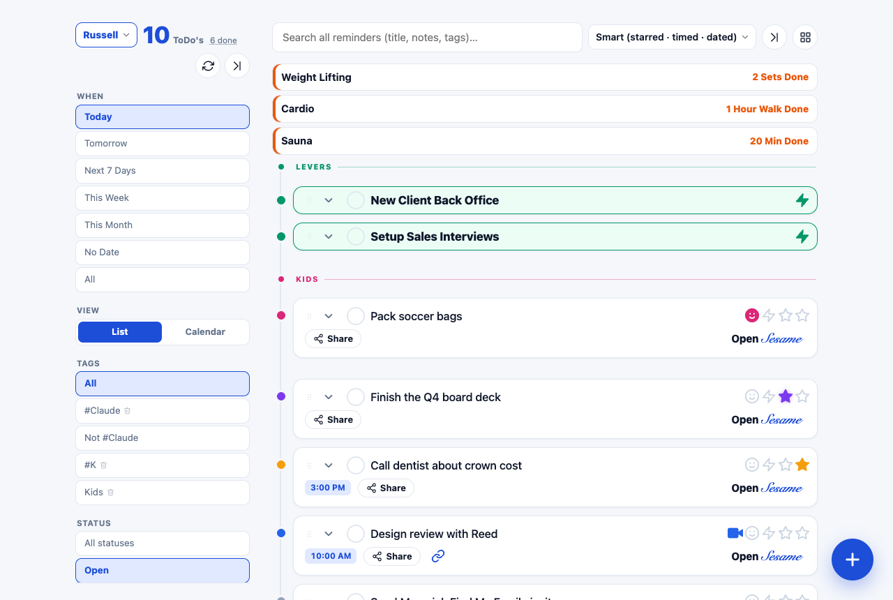 Timeline on the desktop