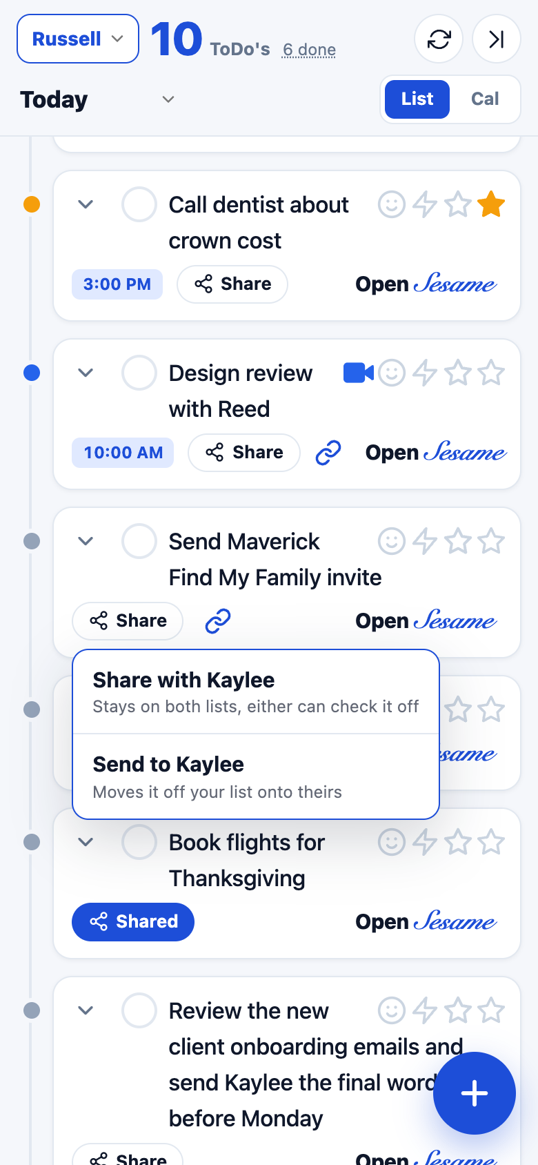 Share menu